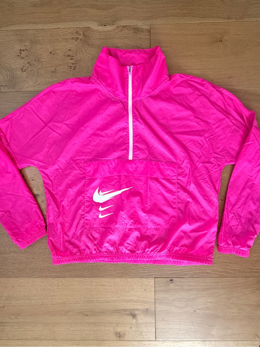 Nike Swoosh Half Zip Anorak Jacket Fire Pink White Running Streetwear Sz M